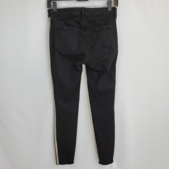 *SOLD* L'AGENCE Margot Rhinestone Crystal-Stripe High-Rise Skinny Jeans, Noir - Picture 7 of 7